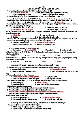 Bài tập Vật lý Lớp 11 - Bài 1 Điện tích  Định luật Cu-lông
